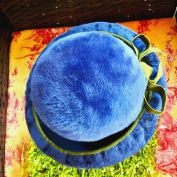 60's DIOR CHRISTIAN Lord & Taylor Union Tag RARE Blue Angora Collector Chapeax - Picture 5 of 16